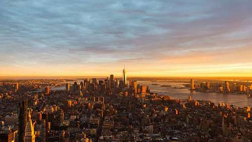 vista aerea Ciudad de Nueva York al Atardecer
