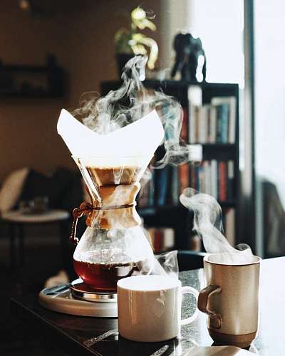 parte superior Cafe recien hecho en la mañana 