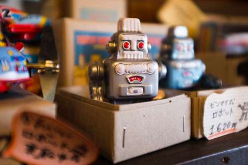llave Antiguo juguete robot de chapa