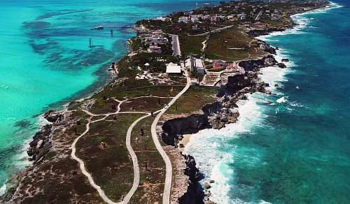mexico vista aérea de la franja costera en Cancun, Mexico, Caribe.