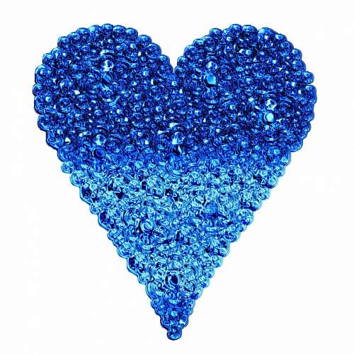 Corazón azul formado por burbujas 