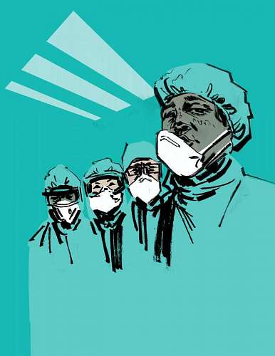 ilustración de personal sanitario preparado para enfrentar al virus