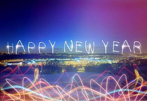 luces nocturnas Vispera de Año Nuevo 2018