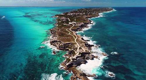 mexico vista aérea de una pequeña zona costera en Cancun, Mexico, Caribe