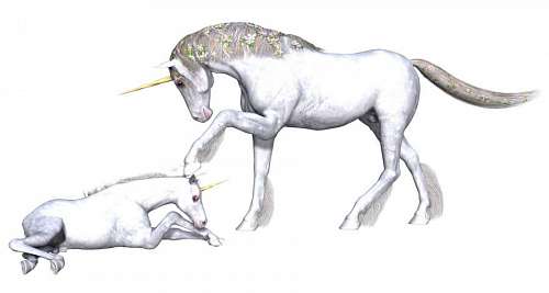 Unicornio hembra con su cría 