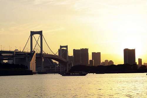 japones Puesta de sol en el puente más famoso de Tokio.