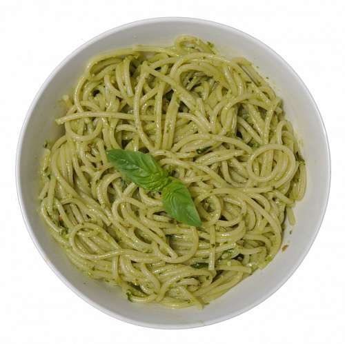 vista de arriba Plato de Pastas al Pesto
