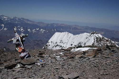 Cumbre de la montaña Aconcagua en la Provincia de Mendoza, Argentina 