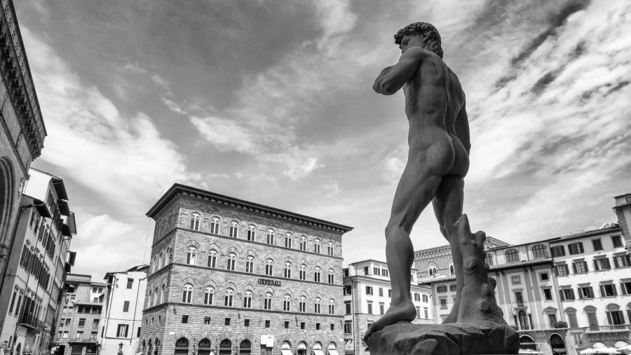 florencia, italia, europa, plaza, estatua, blanco y negro,miguel angel, david, arte, escultura, 