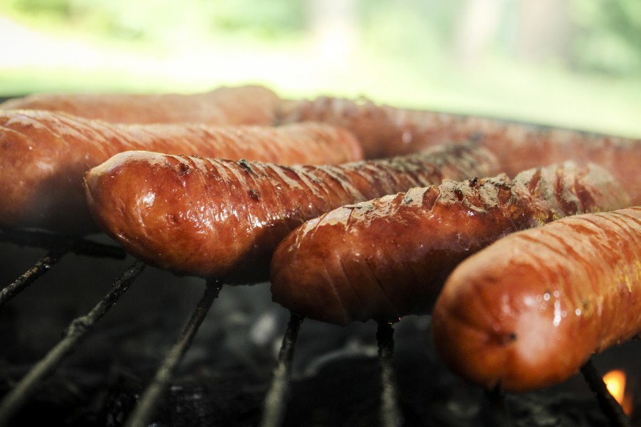 salchicha, salchichas, chorizo, parrilla, comidas, concepto, nadie, embutido, primer plano, cocinar, cocinando, 