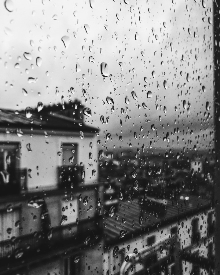lluvia, gotas, ventana, gota, blanco y negro, dia, mal tiempo, lluvioso, urbano, tristeza, melancolia, nadie, 