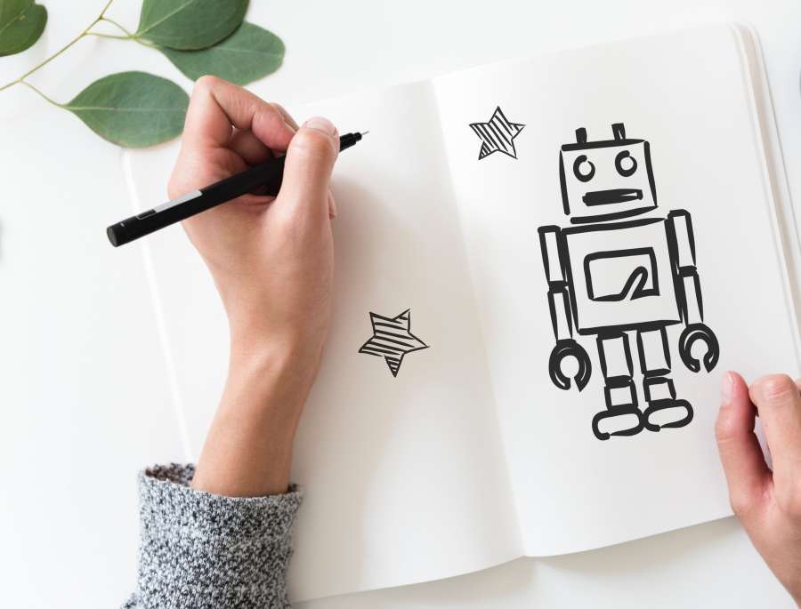 robot, dibujo, concepto, tecnologia, caricatura, dibujar, lapiz, arte, 