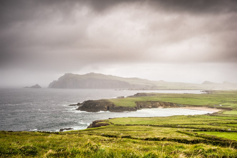 irlanda, isla, paisaje, costa, peninsula, dingle, europa, nube, nubes, nublado, tormenta, nadie, verde, islas, costero, campo, niebla, neblina, 