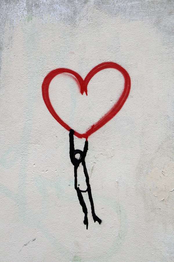 amor, pintura, paredes, corazon