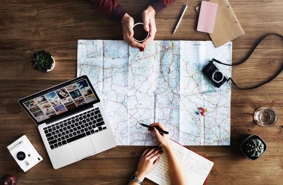 planificacion, planear, mapa, viaje, destino, punto, internet, agenda, reunion, vacaciones, concepto, 
