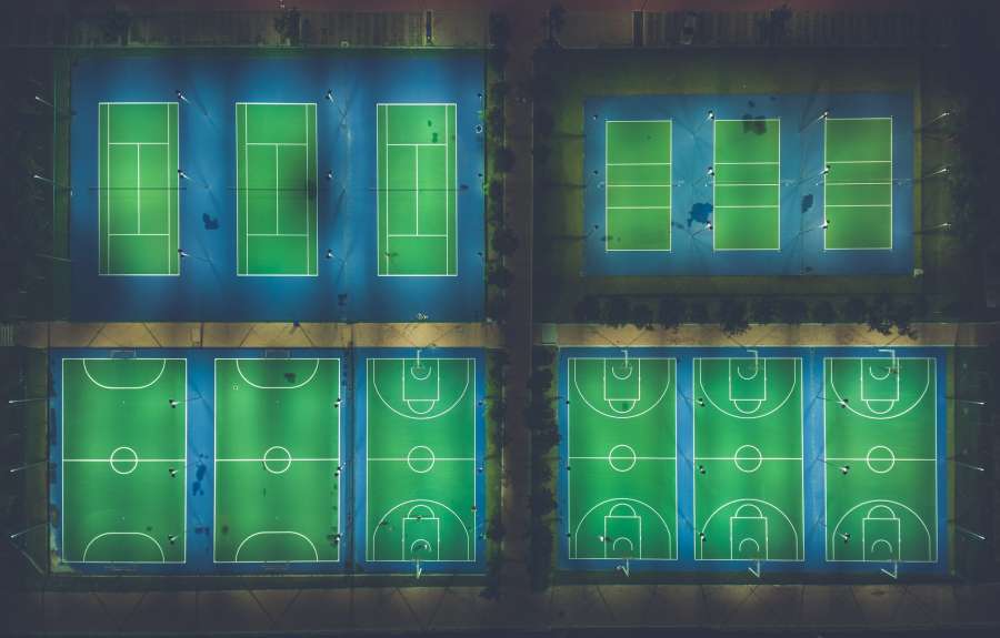 futbol, canchas, campo, juego, drone, pov, deportes, verde, lugar, 