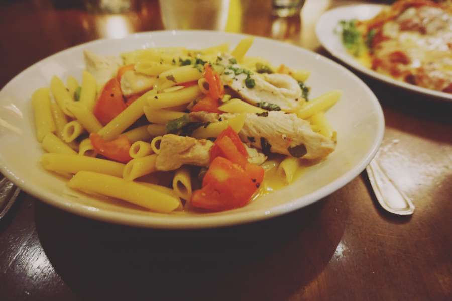 comidas, pasta, italiano, cena, mediterráneo, placa, penne rigate, restaurante