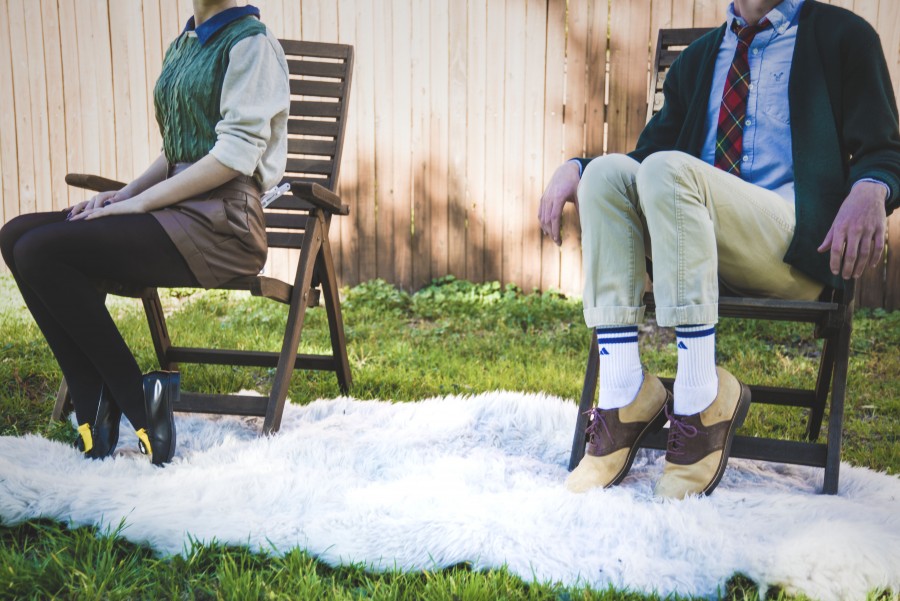 dos personas, gente, hombre, mujer, exterior, jardin, aire libre, dia, moda, fashion, joven, alfombra, estilo, vestimenta, 