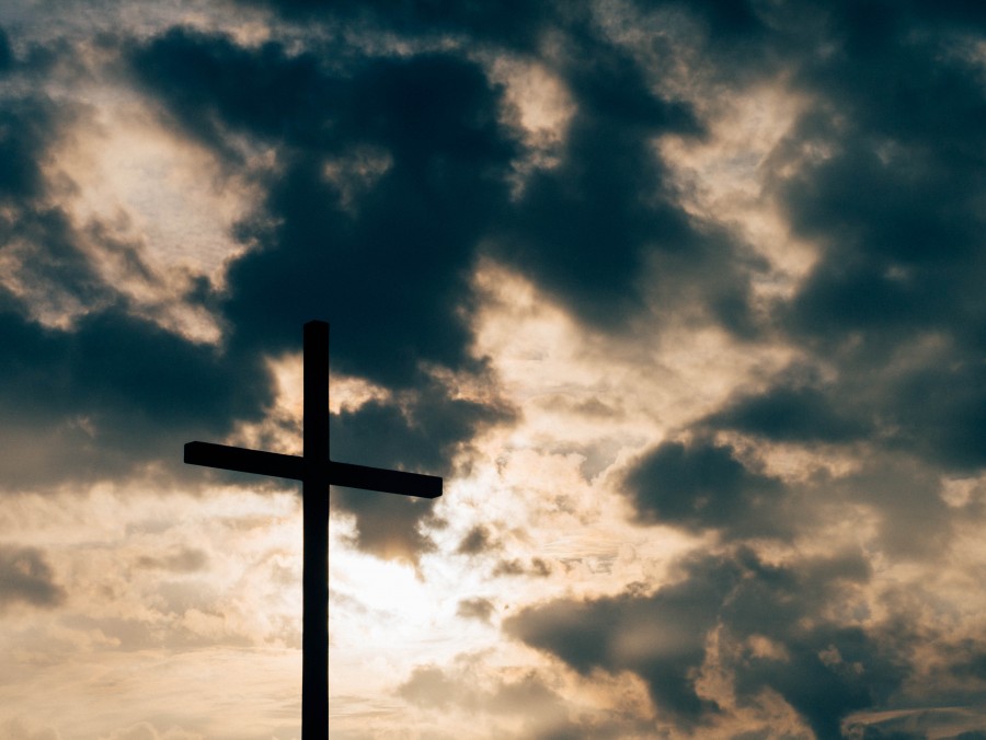 cielo, atardecer, religion, catolico, catolica, cruz, nadie, concepto, exterior, dia, nubes, 