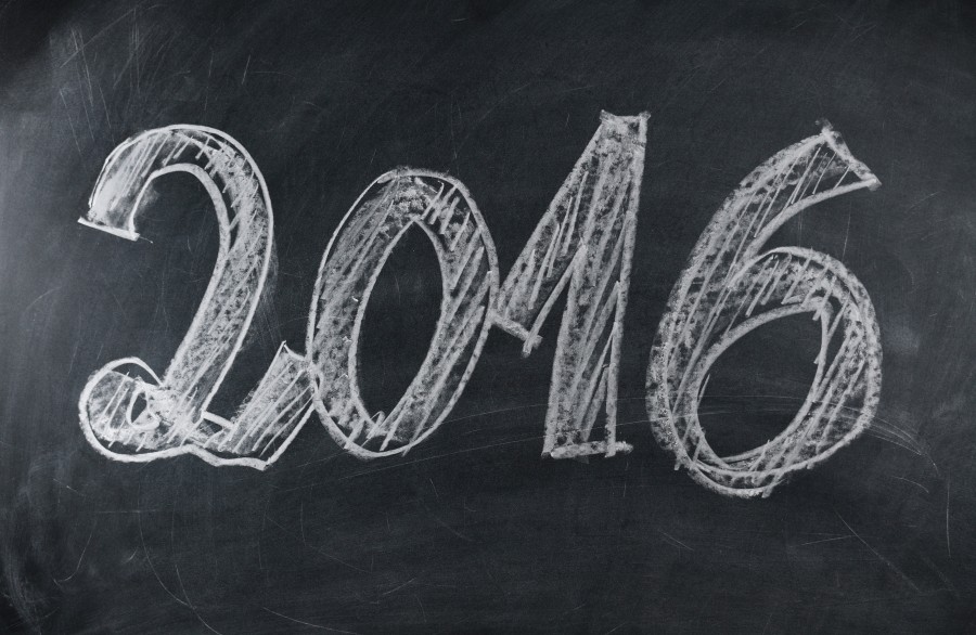 2016, año, pizarron, escrito, tiza, pizarra, año nuevo, 