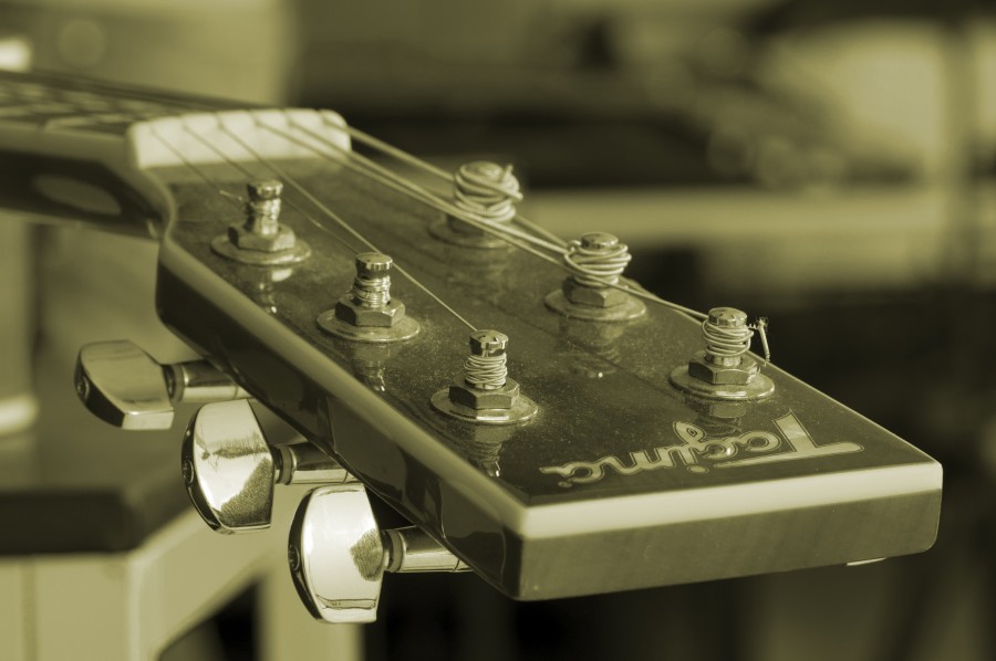 mango, guitarra, cuerdas, electrica, clavija, clavijas, musica, blanco y negro, 