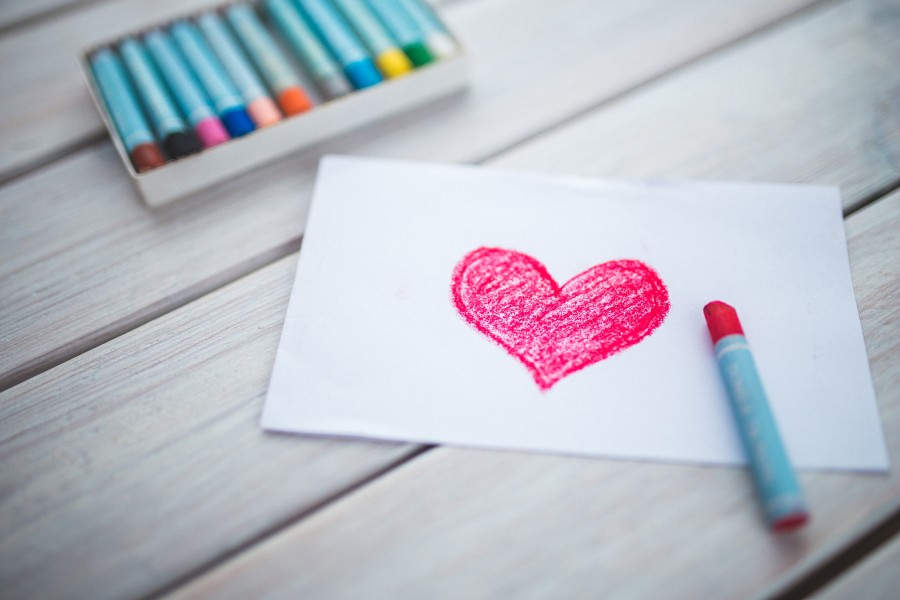 corazon, amor, pasteles al oleo, arte, creativo, papel, dibujo, romance, carta, lapices, colores, rojo, sentimiento, crayon, crayones, color, 