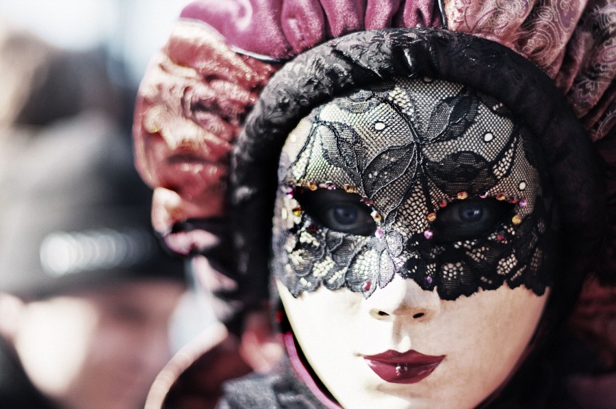mujer, mascara, disfraz, velo, rostro, carnaval, femenino, mirando a la camara, 