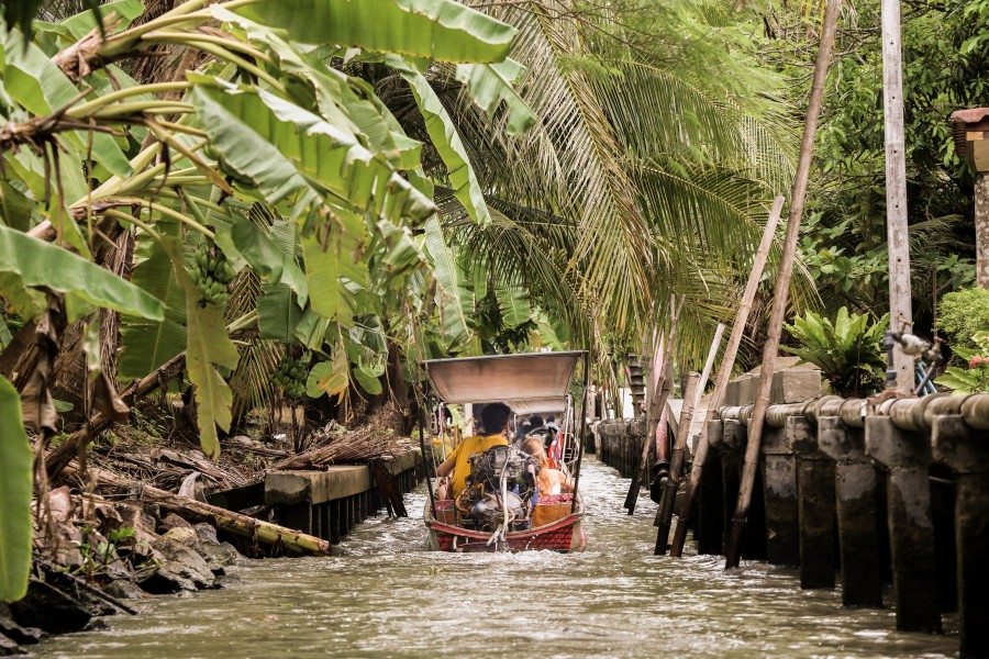 japon, canal, embarcacion, bote, gente, dia, asia, asiatico, oriente, oriental, motor, fuera de borda, naturaleza, 