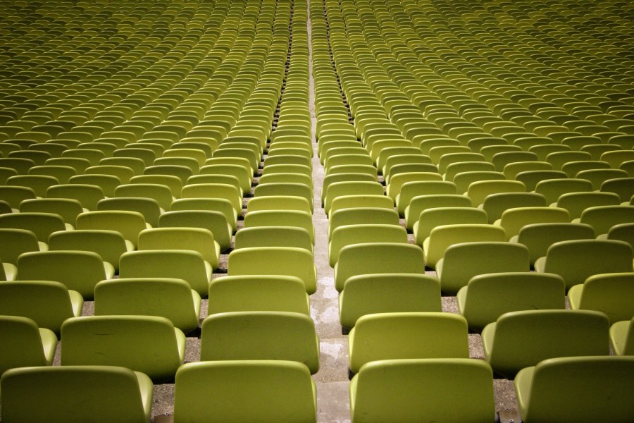 verde, asiento, asientos, silla, vacio, nadie, estadio, concepto, 