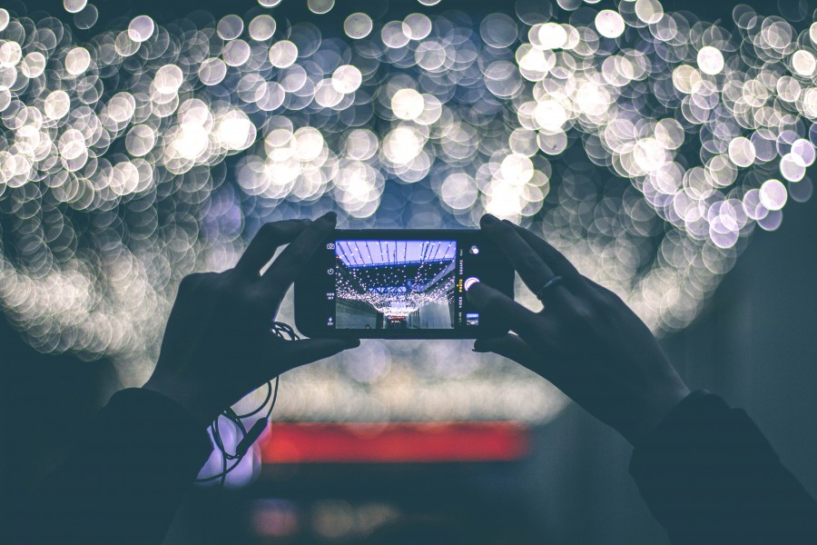 luz, luces, tecnologia, celular, tomar, fotografia, concepto, 
