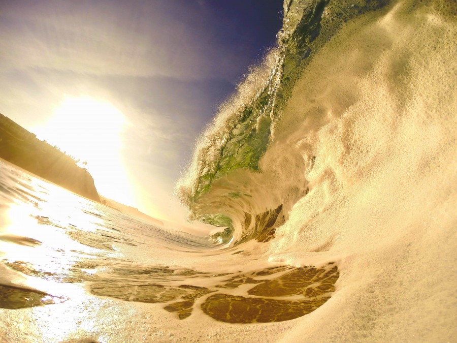 ola, mar, atardecer, ocaso, puesta de sol, fondo, background, nadie, 