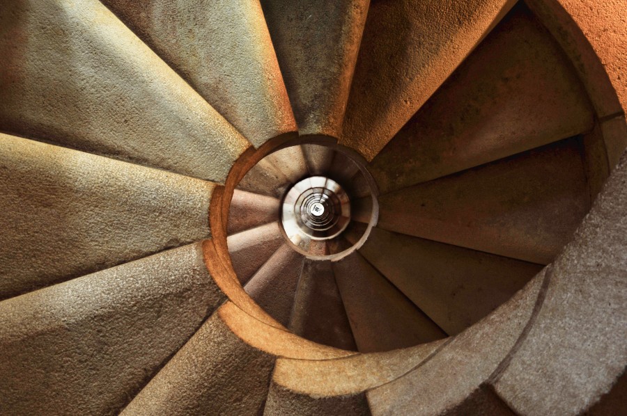 Sagrada Familia, abstract, architecture, background, carving, climb, fibonacci, spiral, spiral staircase, stairs, stone, 