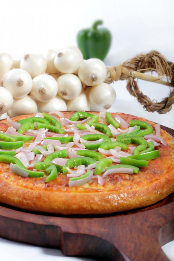 pizza, comidas, italiano, primer plano, cebolla, morron, pimiento, verde, ajo, ajos, ristra, 