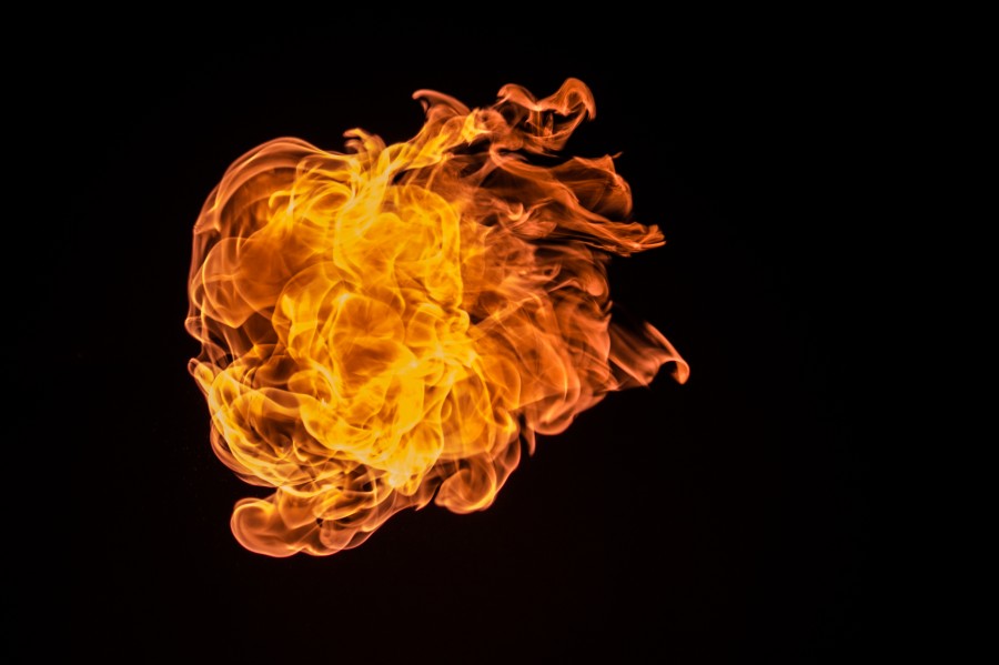 fuego, bola de fuego, fondo negro, caliente, concepto, nadie, 