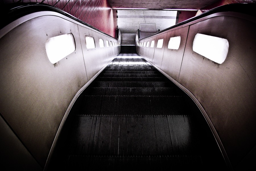 subte, escalera, interior, transporte, ecalera mecanica