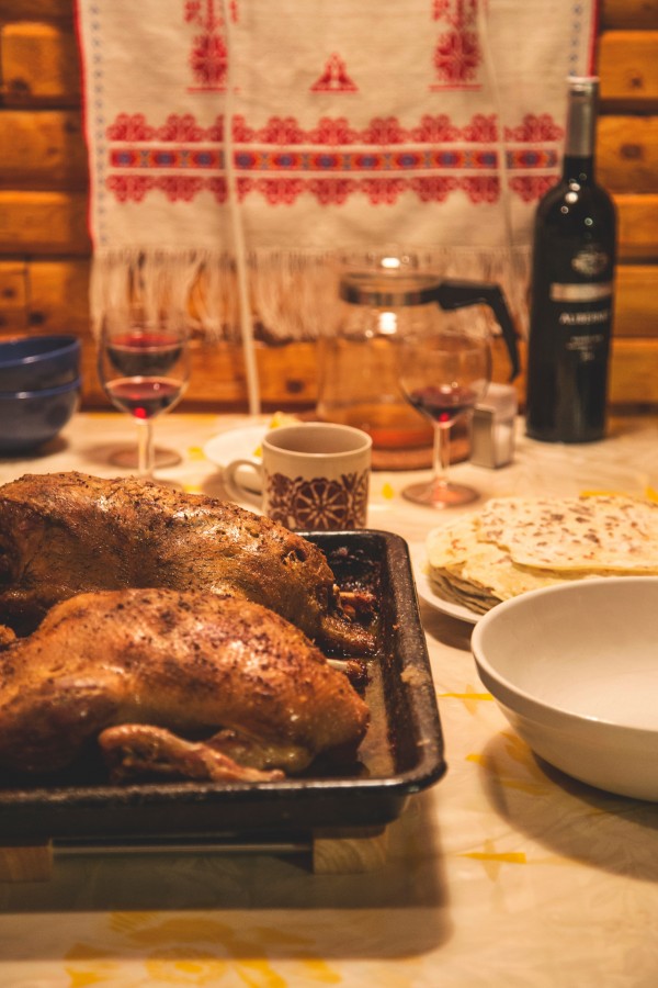 cena, comidas, vino, mesa, pollo, fuente, carne, nadie, hogar, 