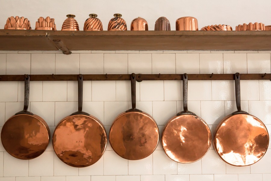 olla, ollas, sarten, sartenes, cocina, utensilio, interior, cobre, metales, 