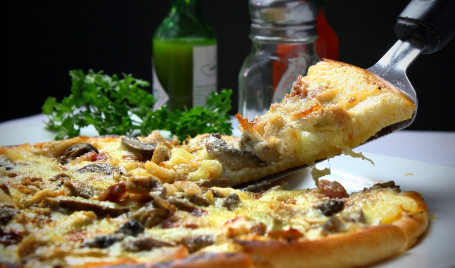 pizza, comidas, italiano, primer plano, queso, muzzarela, restaurant, porcion, hongos, mozzarella