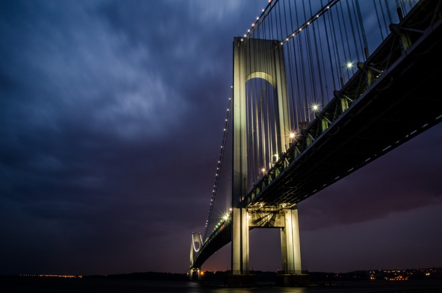 arquitectura, noche, puente, luz, luces, cielo, colgante, ciudad, iluminacion, 