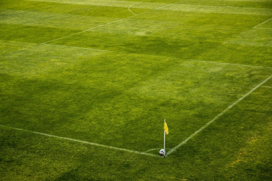 pelota, estadio, futbol, campo, juego, deportes, nadie, soccer, balon, corner, cesped,  cancha, esquina, 