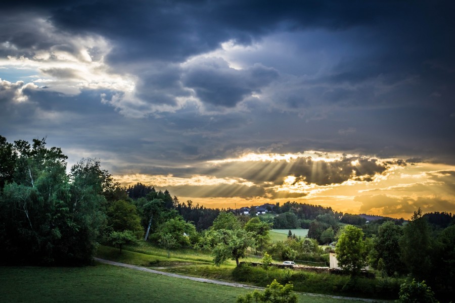 paisaje, dia, campo, atardecer, nadie, tormenta, 