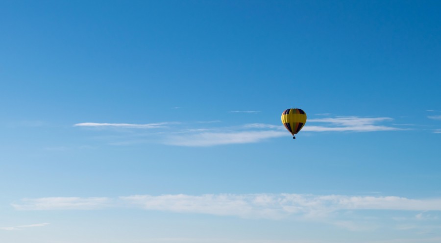 Globo aerostatico, cielo azul, cielo, volar, transporte, uno, paisaje, dia, 
