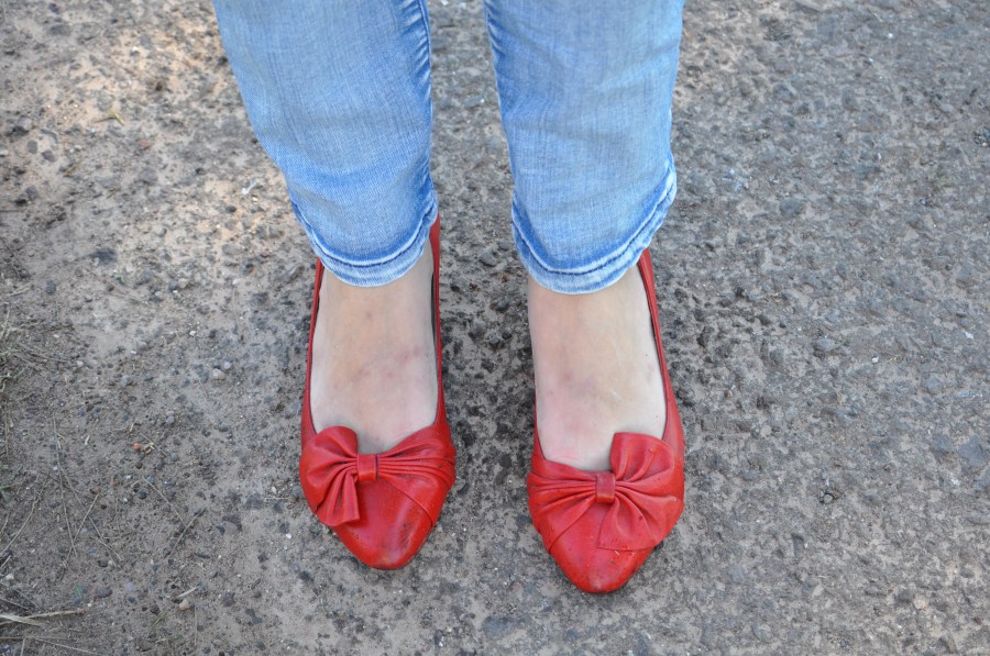 Zapatos,Mujer,Vista desde Arriba,Rojos,Rojo,Moño,Jean