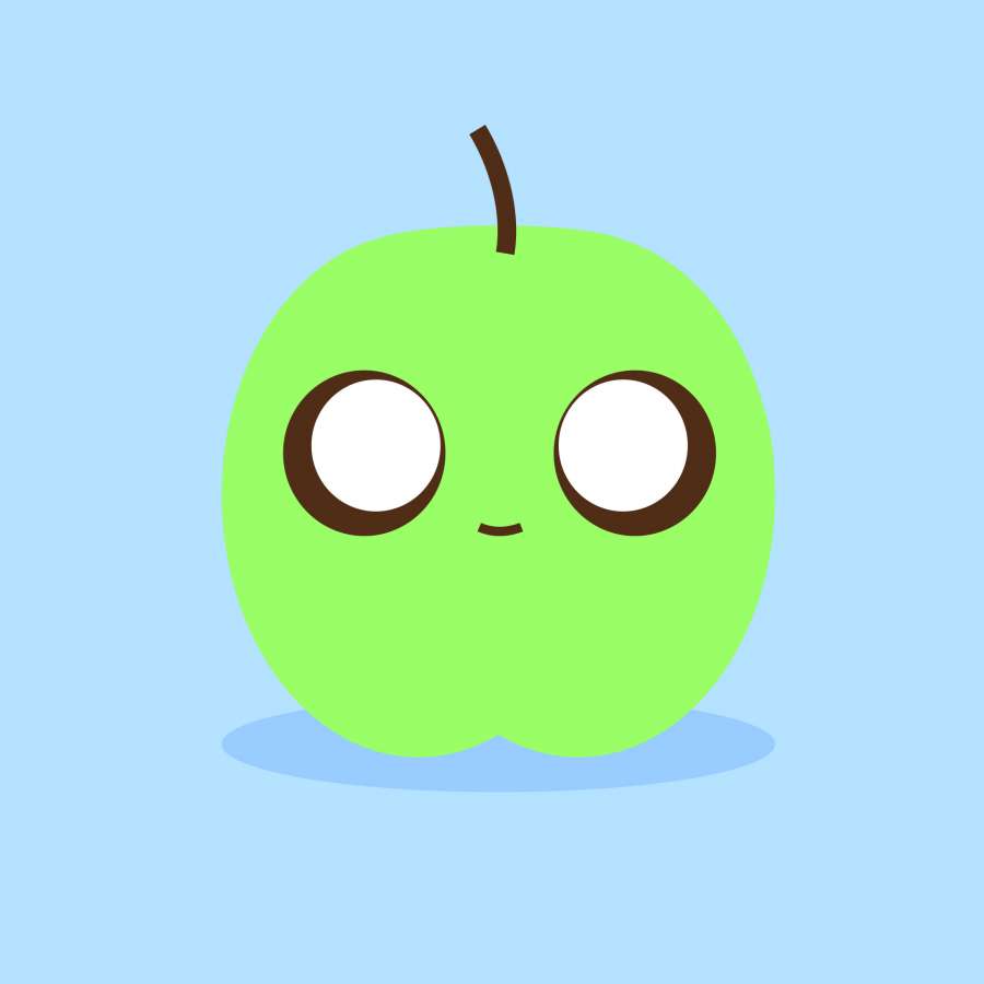 verde, manzana verde, delicioso, saludable, frutas, naturaleza, nutrición, salud, alimentos, estilizado, fuente de alimentación, ilustración, dibujo, kawaii, lindo, fondos de pantalla kawaii 