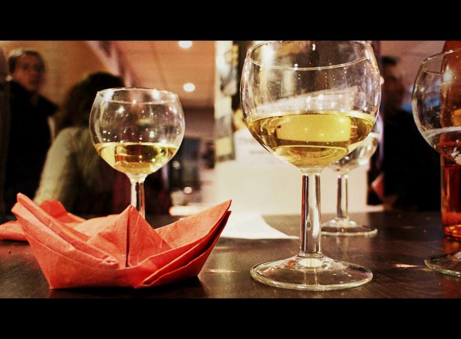 vino, bebida, copa, copas, blanco, interior, restaurant, 