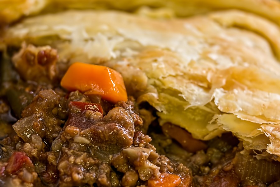 comidas, carne, pastel, gourmet, primer plano, tarta, empanada, relleno, cocido, 