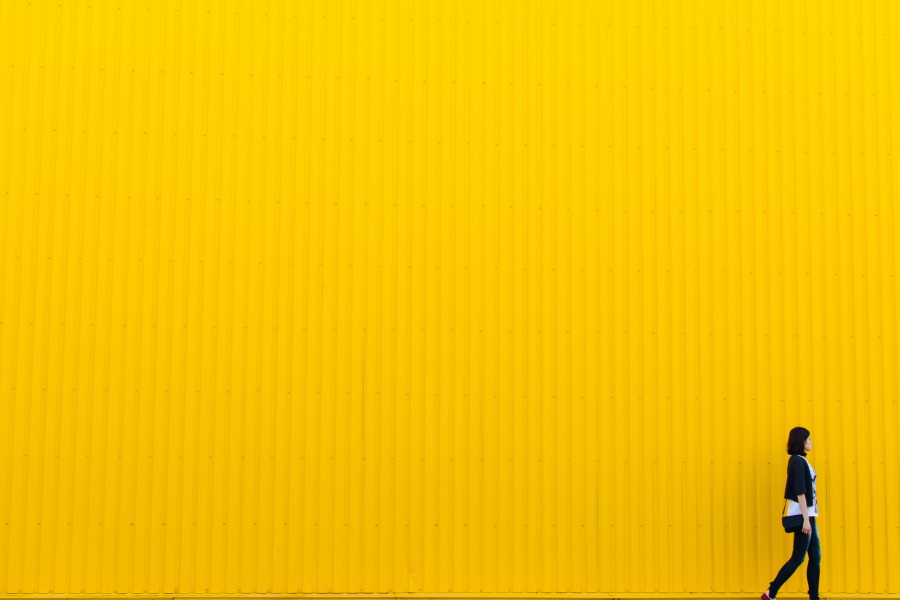 amarillo, paredes, construccion, arquitectura, chica, mujer, gente, fondo, joven, 