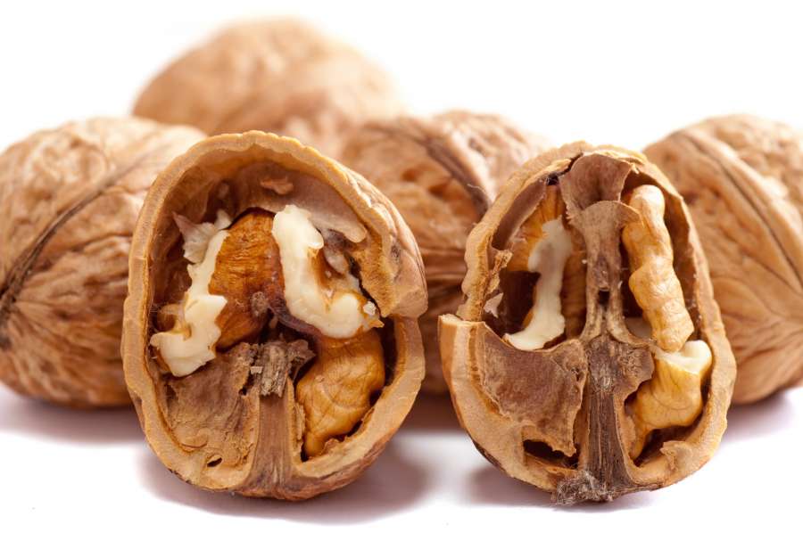 mesa blanca, fondo blanco, aislado, fondo, mesa, nueces, apetito, bio, marrón, primer plano, color, agrietado, curva, delicioso, dieta, seco, seco, comer, otoño, alimentos, fresco