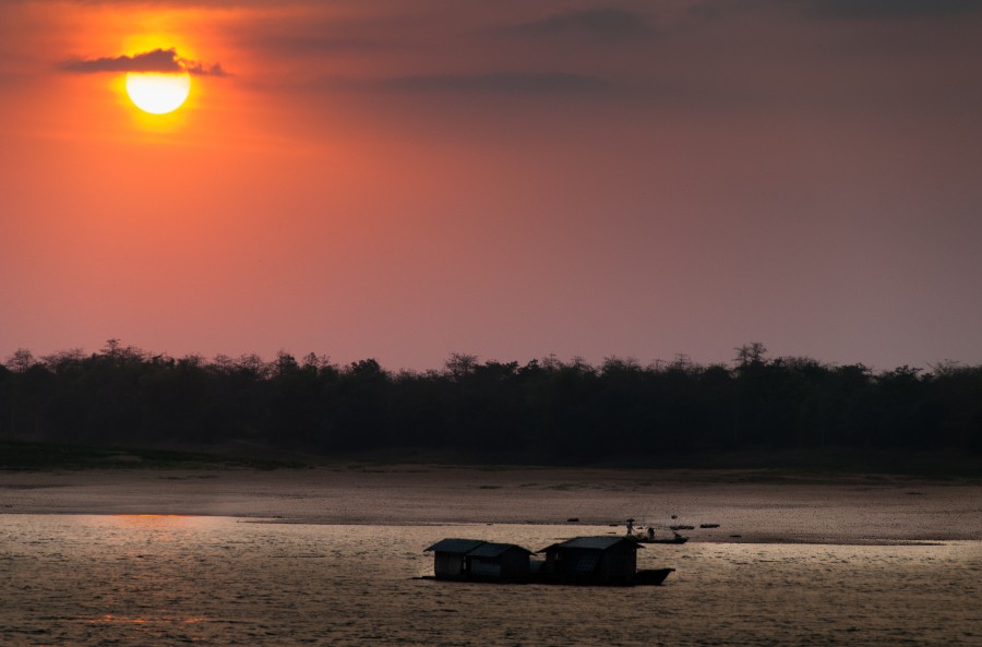 Vietnam, asia, paisaje, rio, atardecer, puesta de sol, 