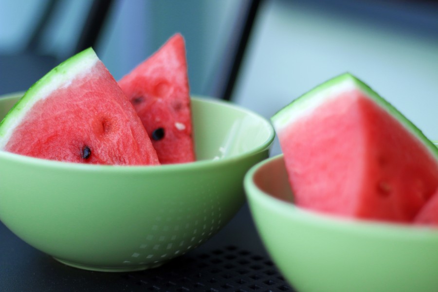 sandia, nadie, frutas, rojo, primer plano, tazon, saludable, rodaja, rodajas, 
